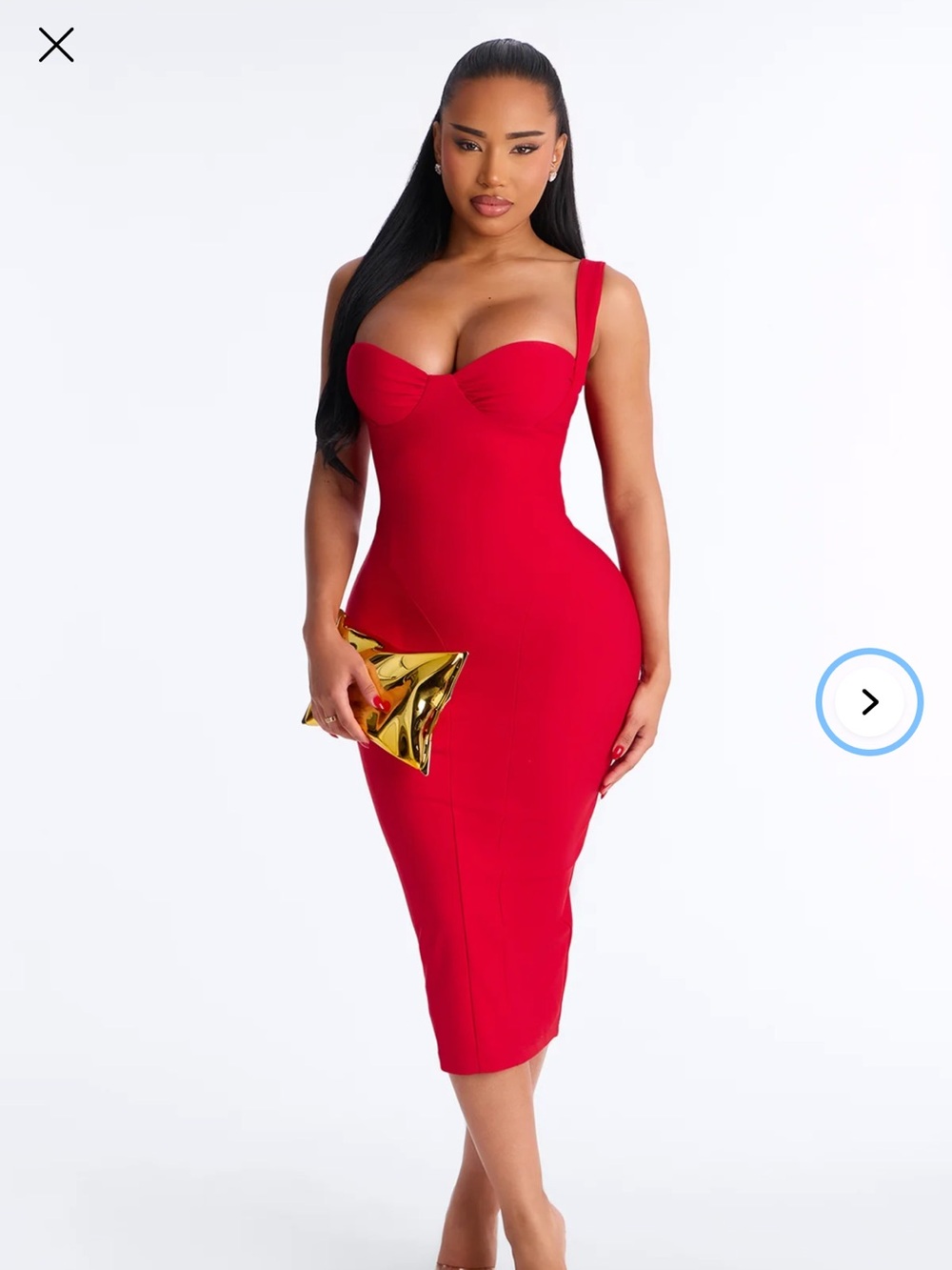 Red bodycon midi dress